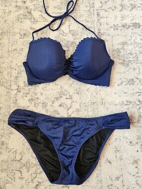 Victoria's Secret Navy Scallop Halter Bikini